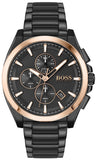 Hugo Boss Grandmaster Chronograph Black Dial Black Steel Strap Watch for Men - 1513885