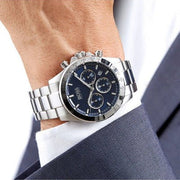 Hugo Boss Ikon Chronograph Blue Dial Silver Steel Strap Watch for Men - 1512963