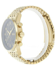 Hugo Boss Navigator Chronograph Black Dial Gold Steel Strap Watch for Men - 1513531