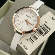 Fossil Classic Minute White Dial White Leather Strap Watch for Women - BQ3328