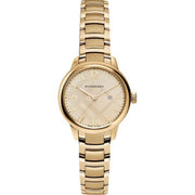 Burberry The Classic Champagne Gold Dial Gold Steel Strap Watch for Women - BU10109