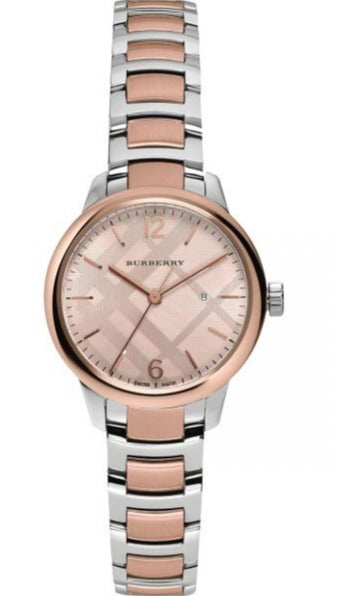Burberry The Classic Rose Gold Dial Two Tone Steel Strap Watch for