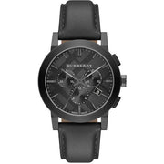 Burberry The City Black Dial Black Leather Strap Watch for Men - BU9364
