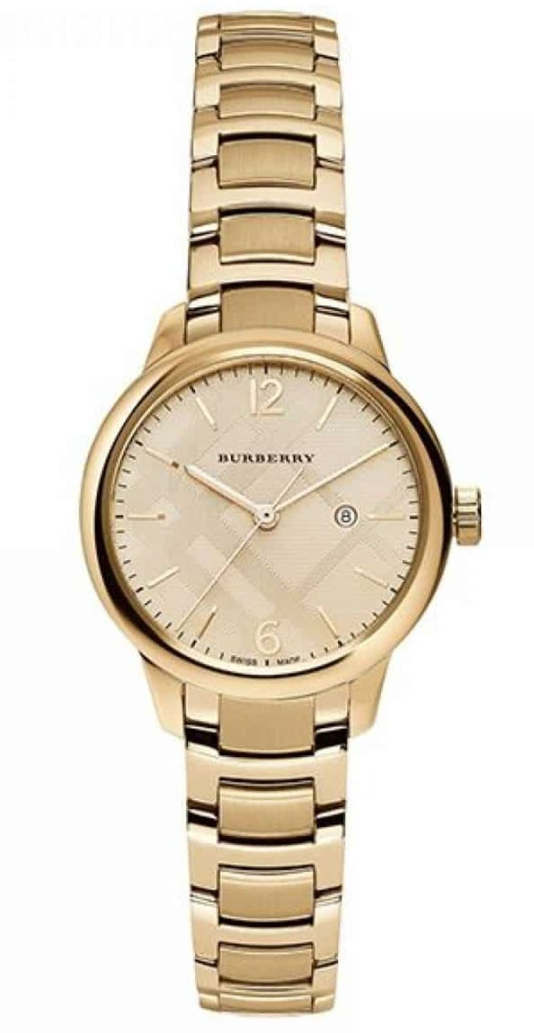 Burberry The Classic Champagne Gold Dial Gold Steel Strap Watch for Women - BU10109