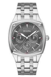 Bulova Classic Collection Multifunction Grey Dial Silver Steel Strap Watch for Men - 96C148