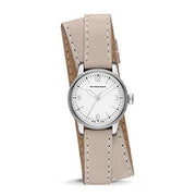 Burberry Utilitarian White Dial Pink Leather Strap Watch for Women - BU7847
