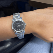 Burberry The City Black Dial Silver Steel Strap Watch for Women - BU9201