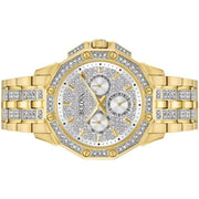 Bulova Crystal Collection Octova White Dial Gold Steel Strap Watch for Men - 98C126