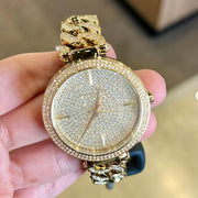 Michael Kors Catelyn Crystals Gold Dial Gold Steel Strap Watch For Women - MK4674