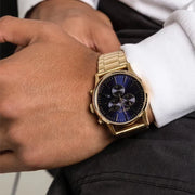 Nixon Sentry Chrono Blue Dial Gold Steel Strap Watch for Men - A386-1922