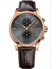 Hugo Boss Jet Chronograph Grey Dial Brown Leather Strap Watch for Men - 1513281