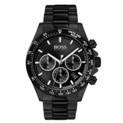 Hugo Boss Hero Chronograph Black Dial Black Steel Strap Watch for Men - 1513754