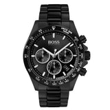 Hugo Boss Hero Chronograph Black Dial Black Steel Strap Watch for Men - 1513754