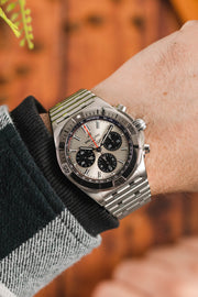 Breitling Chronomat B01 42mm Silver Dial Silver Steel Strap Watch for Men - AB0134101G1A1