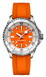 Breitling Superocean Automatic 36 Orange Dial Orange Rubber Strap Watch for Men - A17377211O1S1