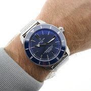 Breitling Superocean Heritage B20 Automatic 44 Blue Dial Silver Mesh Bracelet Watch for Men - AB2030161C1A1