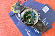 Breitling Superocean Heritage B01 Chronograph 44 Green Dial Black Mesh Bracelet Watch for Men - MB01621A1L1S1