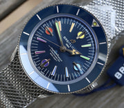 Breitling Superocean Heritage '57 Special Edition II Blue Dial Silver Mesh Bracelet Watch for Men - A103702A1C1A1