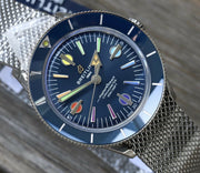 Breitling Superocean Heritage '57 Special Edition II Blue Dial Silver Mesh Bracelet Watch for Men - A103702A1C1A1