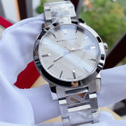 Burberry The City Silver Dial Silver Steel Strap Watch for Men - BU9037