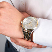 Hugo Boss Navigator Chronograph White Dial Two Tone Steel Strap Watch for Men - 1513499