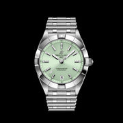Breitling Chronomat 32 Diamonds Green Dial Silver Steel Strap Watch for Women - A77310101L1A1