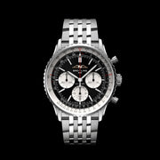 Breitling Navitimer B01 Chronograph 43 Black Dial Silver Steel Strap Watch for Men - AB0138211B1A1