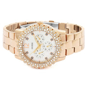 Guess Dazzler Diamonds Silver Dial Rose Gold Steel Strap Watch for Women - W0335L3