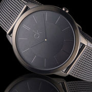 Calvin Klein Minimal Black Dial Black Mesh Bracelet Watch for Men - K3M214B1