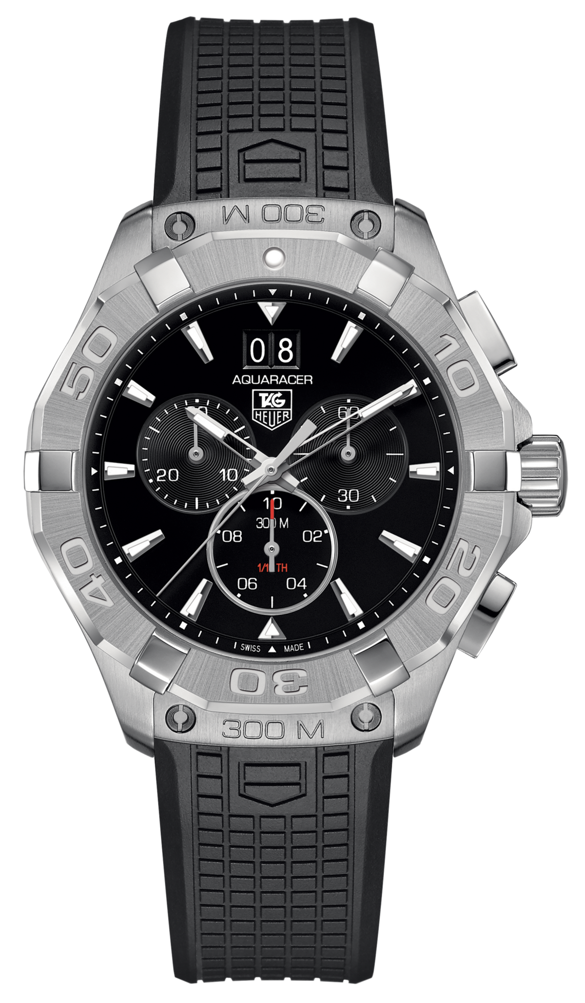 Tag Heuer Aquaracer Chronograph Black Dial Black Rubber Strap Watch for Men - CAY1110.FT6041