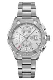 Tag Heuer Aquaracer Caliber 16 Automatic Chronograph White Dial Silver Steel Strap Watch for Men - CAY2111.BA0927