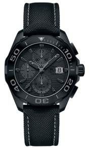 Tag Heuer Aquaracer Automatic Chronograph Special Edition Titanium Grey Dial Black Leather Strap Watch for Men - CAY218B.FC6370