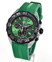 Tag Heuer Formula 1 Chronograph Green Dial Green Rubber Strap Watch for Men - CAZ101AP.FT8056