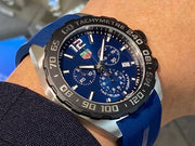 Tag Heuer Formula 1 Chronograph Blue Dial Blue Rubber Strap Watch for Men - CAZ101AV.FT8077
