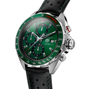 Tag Heuer Formula 1 Calibre 16 Automatic Chronograph Green Dial Black Leather Strap Watch for Men - CAZ2016.FC6473