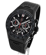 Tag Heuer Carrera Automatic Chronograph Black Dial Black Rubber Strap Watch for Men - CBG2A90.FT6173