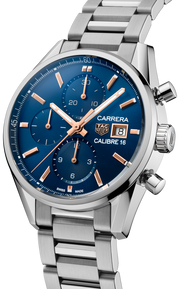 Tag Heuer Carrera Automatic Chronograph Blue Dial Silver Steel Strap Watch for Men - CBK2115.BA0715