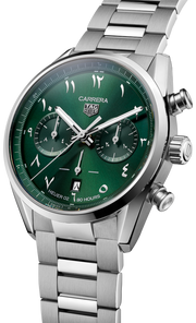 Tag Heuer Carrera Automatic Chronograph Limited Edition Green Dial Silver Steel Strap Watch for Men - CBN2014.EB0240