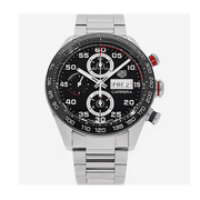 Tag Heuer Carrera Chronograph Black Dial Silver Steel Strap Watch for Men - CBN2A1AA.BA0643