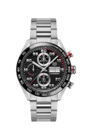 Tag Heuer Carrera Chronograph Black Dial Silver Steel Strap Watch for Men - CBN2A1AA.BA0643