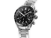 Tag Heuer Carrera Automatic Chronograph Black Dial Silver Steel Strap Watch for Men - CBN2A1B.BA0643