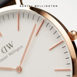 Daniel Wellington Petite Reading White Dial Black Leather Strap Watch For Women - DW00100173