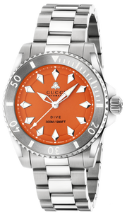 Gucci Dive Automatic Orange Dial Silver Steel Strap Watch for Men - YA136355
