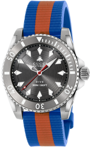 Gucci Dive Automatic Grey Dial Two Tone Rubber Strap Watch for Men - YA136352