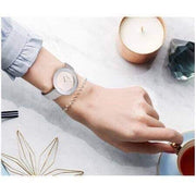 Calvin Klein Chic Silver Dial White Leather Strap Watch for Women - K7N23UP8