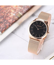 Calvin Klein Minimal Black Dial Rose Gold Mesh Bracelet Watch for Women - K3M2262Y