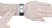 Calvin Klein Surround Silver Dial Black Leather Strap Watch for Men - K3W211C6