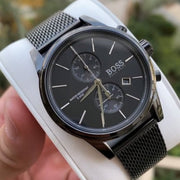 Hugo Boss Associate Chronograph Black Dial Black Mesh Bracelet Watch for Men - 1513769