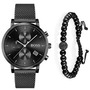 Hugo Boss Integrity Chronograph Black Dial Black Mesh Bracelet Watch for Men - 1513813