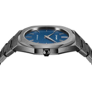 D1 Milano Ultra Thin Blue Dial Gray Steel Strap Watch for Men - D1-UTBJ12